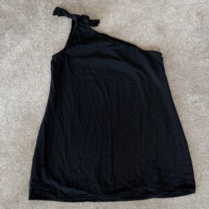 One-Shoulder Black Women's Dress with Tie Strap